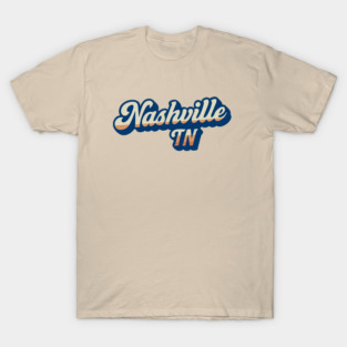 Nashville TN Retro Sunset Script Design T-Shirt