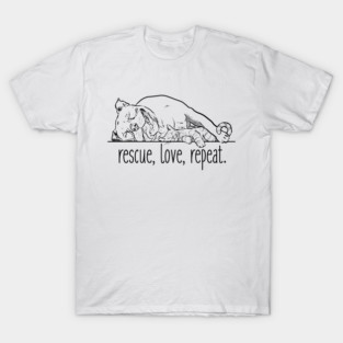 Rescue Love Repeat, Sleeping Pitbull and Cat, Shelter Pets T-Shirt