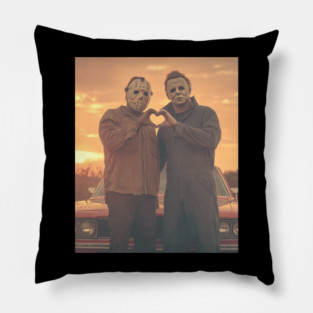 Funny Horror Movies Shirt – Michael Myers and Jason Voorhees Heart Hands M4593 Pillow