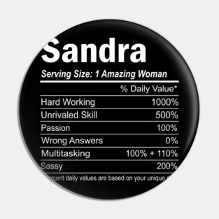 Sandra Nutrition Personalized Name Funny Christmas Gift Idea Pin