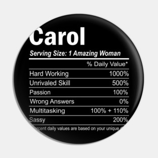 Carol Nutrition Personalized Name Funny Christmas Gift Idea Pin