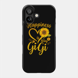 Happiness Is Being a Gigi – Cute Sunflower Grandma Tee Phone Case