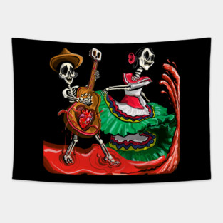 Day of the dead dance - dia de los muertos baile Tapestry