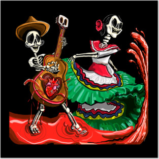 Day of the dead dance - dia de los muertos baile Posters and Art