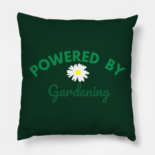 Powered by Gardening – Daisy Flower Plant Lover Design – Cute Cottagecore Nature Gift Pillow