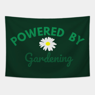 Powered by Gardening – Daisy Flower Plant Lover Design – Cute Cottagecore Nature Gift Tapestry