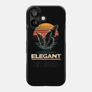 Elegant Butterfly Retrowave T-Shirt - Synthwave Sunset Butterfly Design Phone Case