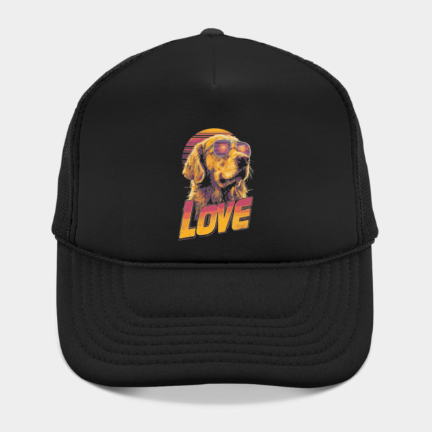 Love Golden Retriever Retrowave T-Shirt - Synthwave Dog Design by TuncGK