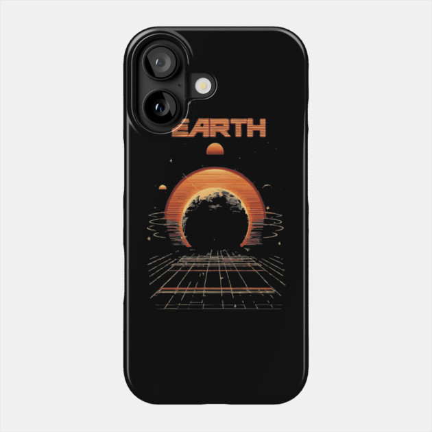 Earth Retrowave T-Shirt - Synthwave Planet Design Phone Case by TuncGK