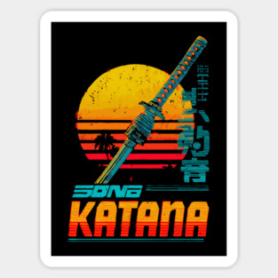 Retrowave Katana T-Shirt - Synthwave Samurai Sword Design Sticker