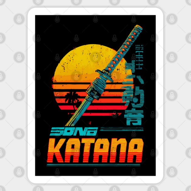 Retrowave Katana T-Shirt - Synthwave Samurai Sword Design Sticker by TuncGK
