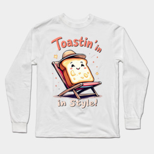 There is a toast in a chair with a hat on Long Sleeve T-Shirt