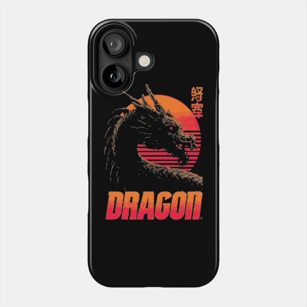 Dragon Retrowave T-Shirt - Synthwave Fantasy Dragon Design Phone Case by TuncGK