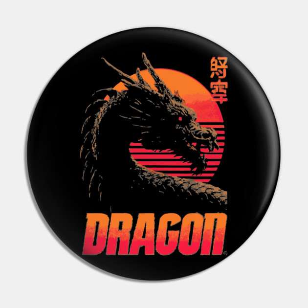 Dragon Retrowave T-Shirt - Synthwave Fantasy Dragon Design Pin by TuncGK