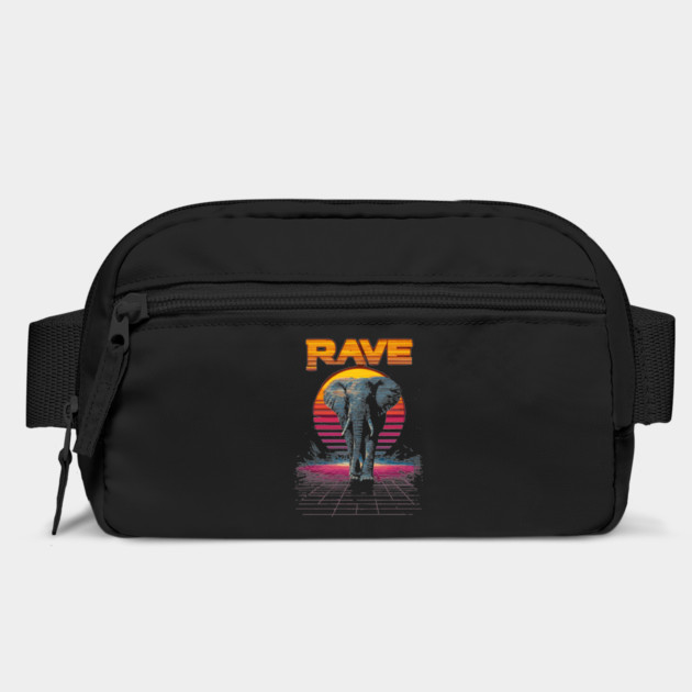 Rave Elephant Retrowave T-Shirt - Synthwave Party Elephant Design by TuncGK