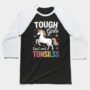 Tonsil Surgery Recovery Girls Unicorn Tonsil Removal Baseball T-Shirt