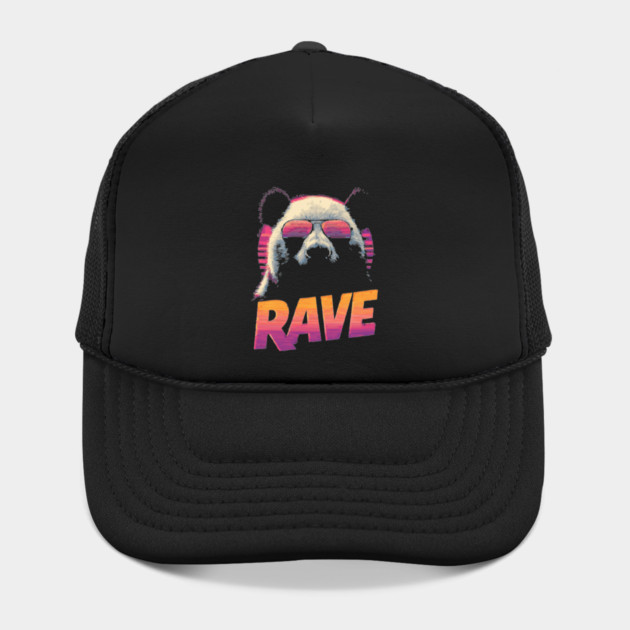 Rave Panda Retrowave T-Shirt - Synthwave Party Panda Design by TuncGK