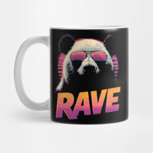 Rave Panda Retrowave T-Shirt - Synthwave Party Panda Design Mug