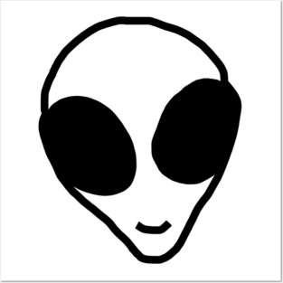 Scifi Cute Alien Head Cartoon Posters and Art