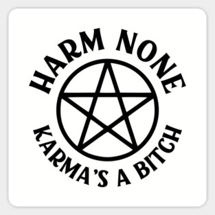 Harm None Karma's a Bitch Cheeky Witch® Wiccan Pentacle Sticker