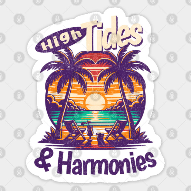 High Tides and Harmonies Yacht Rock Sunset Tropical Lounge Sticker by Yesteeyear
