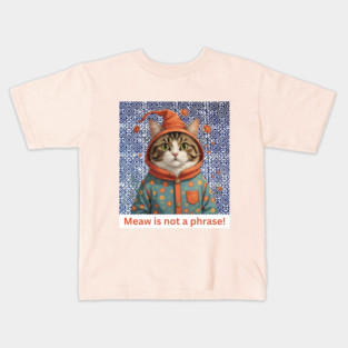 Meaw Is Not a Phrase – Indigo Hmong Cat Vibe Kids T-Shirt