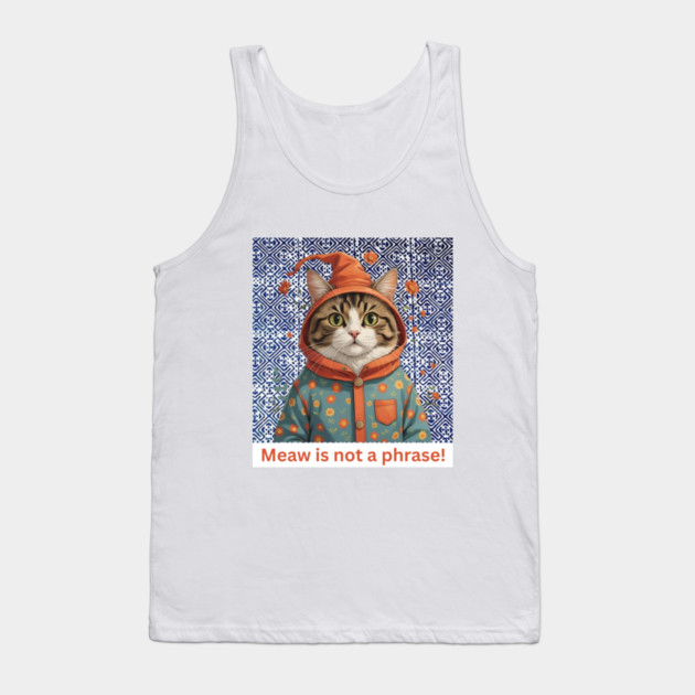 Meaw Is Not a Phrase – Indigo Hmong Cat Vibe Tank Top by Pimcolle