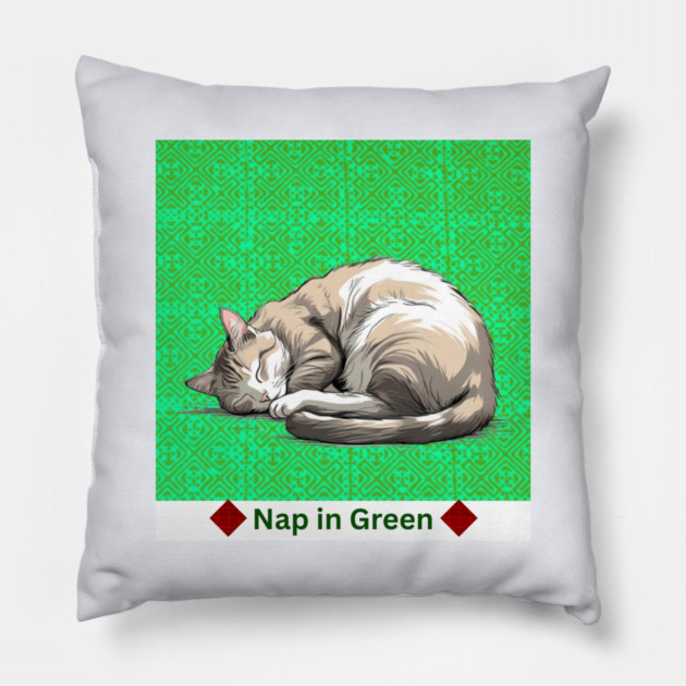 Nap in Green – Hmong Pattern Serenity Pillow by Pimcolle