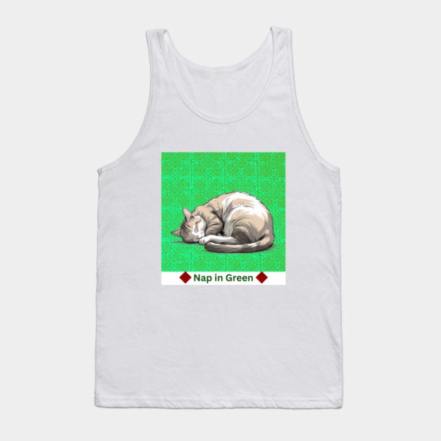 Nap in Green – Hmong Pattern Serenity Tank Top by Pimcolle