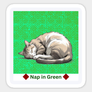 Nap in Green – Hmong Pattern Serenity Sticker