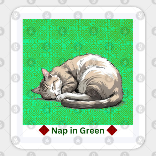 Nap in Green – Hmong Pattern Serenity Sticker by Pimcolle