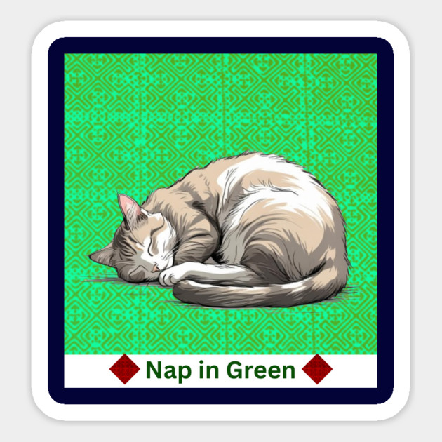Nap in Green – Hmong Pattern Serenity Magnet by Pimcolle