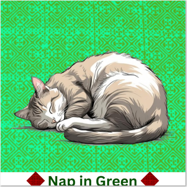 Nap in Green – Hmong Pattern Serenity Wall Art by Pimcolle