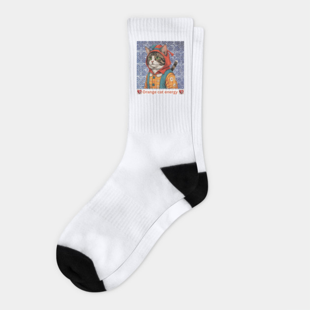 Orange Cat Energy – Indigo Hmong Vibes Socks by Pimcolle