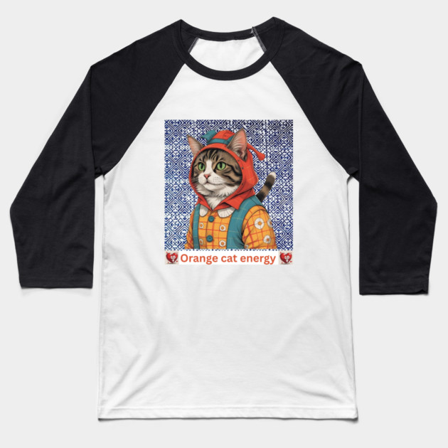 Orange Cat Energy – Indigo Hmong Vibes Baseball T-Shirt by Pimcolle