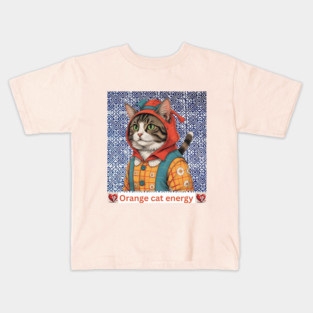 Orange Cat Energy – Indigo Hmong Vibes Kids T-Shirt