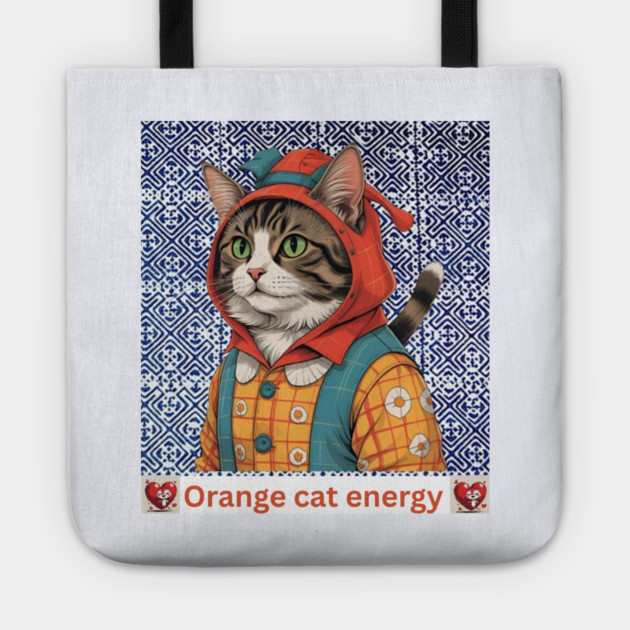 Orange Cat Energy – Indigo Hmong Vibes Tote by Pimcolle
