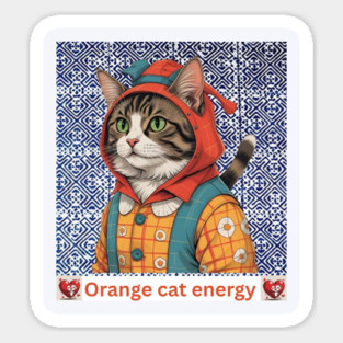Orange Cat Energy – Indigo Hmong Vibes Sticker