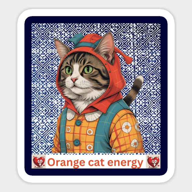 Orange Cat Energy – Indigo Hmong Vibes Magnet by Pimcolle
