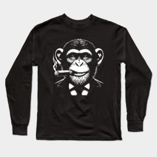 monkey smoking a cigar Long Sleeve T-Shirt
