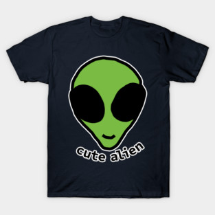 Sci Fi Cute Green Alien Head Drawing T-Shirt