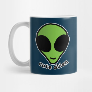 Sci Fi Cute Green Alien Head Drawing Mug