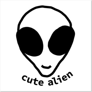 Sci Fi Cute Alien Head Posters and Art