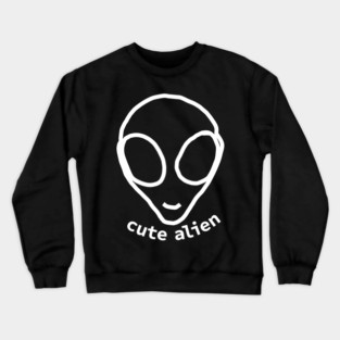 Sci Fi Cute Alien Head Drawing Crewneck Sweatshirt
