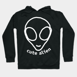 Sci Fi Cute Alien Head Drawing Hoodie