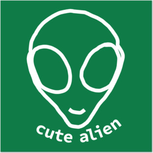Sci Fi Cute Alien Head Drawing Posters and Art