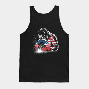 Welder American Flag USA Patriotic Welding Welder Women Men Tank Top