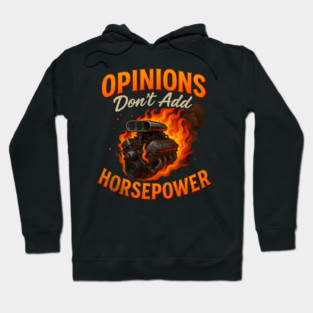 Opinions Don’t Add Horsepower Funny Supercharged Engine Drag Racing Hoodie