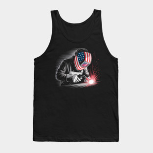 Welder American Flag USA Patriotic Welding Welder Women Men Tank Top