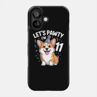 11 Years Old Corgi Dog Lover 11th Birthday Party Outfit Kid Phone Case